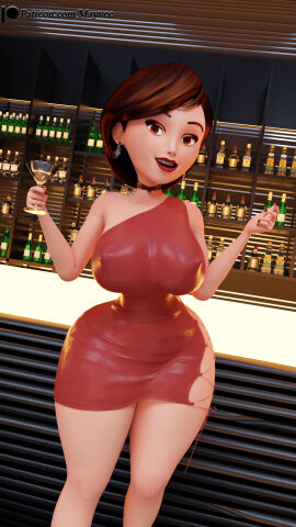 1girls 3d ass big_ass big_butt breasts brown-eyed_female brown-haired_female brown_eyes brown_hair choker disney earrings eye_shadow female female_only fully_clothed fully_clothed_female helen_parr hourglass_figure large_breasts looking_at_viewer martini mayvee mouth_open nipples_visible_through_clothing pixar pointy_nipples red_dress red_lipstick red_nails short-haired_female short_hair small_waist solo solo_female standing teeth_showing the_incredibles the_incredibles_2 white_body