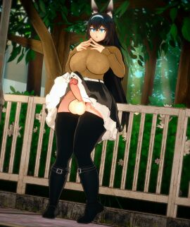 1futa 3d animal_ear_fluff animal_ears ayane_(cool_vibrations) big_cock black_hair blue_eyes boots cat_ears cool_vibrations futa_only futanari hairband hard_cock intersex nekomimi penis penis_peek skirt solo_futa tagme thick_thighs thigh_highs thighhighs