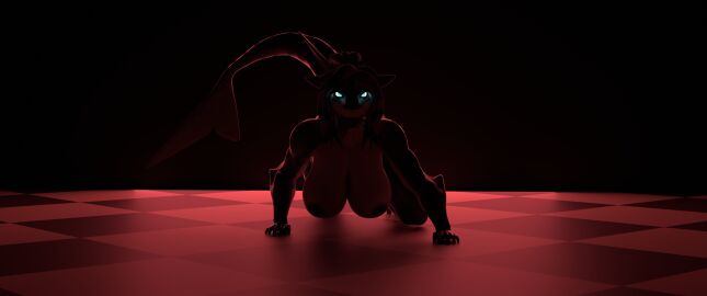 backlighting blender blue_eyes breasts crawling female glowing_eyes hi_res huge_breasts jizzy666 long_hair multicolored_hair muscular muscular_female nika_sharkeh nipple_piercing nipples nude open_mouth piercing red_light seductive self_upload shark shark_fin shark_tail sharp_ears sharp_teeth striped_body tongue tongue_out