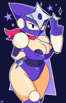 big_breasts breasts female genderswap_(mtf) helmet mega_man mega_man_(classic) ninja nipples nocklepie rule_63 shadow_man shuriken
