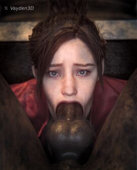 1girl1boy 3d 3d_(artwork) claire_redfield facefuck oral resident_evil resident_evil_2 resident_evil_2_remake vayden3d