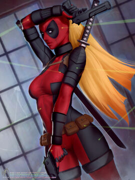 1girls deadpool female gun lady_deadpool ladypool marvel marvel_comics rule_63 themaestronoob wanda_wilson