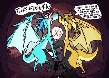 ahe_gao animated balls blush bondage bound cave dialogue double_teamed dragon ear_piercing ear_ring fellatio female feral feral_on_feral feral_penetrated feral_penetrating feral_penetrating_feral genitals group group_sex holding_horn horn looking_pleasured male male/female moonwatcher_(wof) mythological_creature mythological_scalie mythology oral penetration penile penis piercing qibli_(wof) ring_piercing roksim scalie scar scroll sex short_playtime speech_bubble spitroast threesome trio wings wings_of_fire winter_(wof)