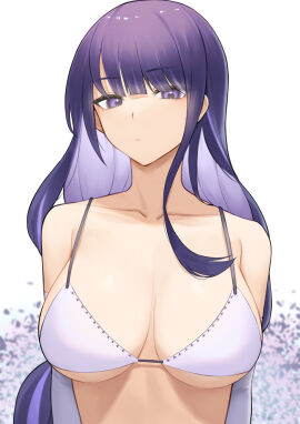 1girls absurd_res absurdres adult adult_female arm_gloves arms_behind_back bare_arms bare_belly bare_chest bare_midriff bare_shoulders bare_skin bare_torso belly bikini bikini_only bikini_top blunt_bangs blurred_background blurry_background braid braided_hair braided_ponytail breasts cleavage collarbone covered_nipples dot_nose exposed exposed_arms exposed_belly exposed_midriff exposed_shoulders exposed_torso eyebrows_visible_through_hair female female_focus female_only genshin_impact gloves groin half_naked hands_behind_back head_tilt high_resolution highres large_breasts light-skinned_female light_skin long_hair looking_at_viewer lordol mature_female mole mole_under_eye naked naked_female nude nude_female ponytail purple-eyed_female purple-haired_female purple_eyebrows purple_eyes purple_hair raiden_shogun shoulders simple_background slender_body slender_waist slim_female slim_waist solo standing string_bikini swimsuit swimwear thin_waist tilted_head upper_body v-line very_long_hair white_arm_gloves white_background white_bikini white_bikini_only white_bikini_top white_gloves white_string_bikini white_swimsuit white_swimwear