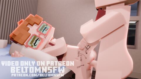 1boy 1girls 3d ass ass_grab bed bedroom beltomnsfw blender body_writing bodywriting brown_hair detailed_background elli_(beltomnsfw) erect_penis female from_behind glasses heart-shaped_pupils leg_grab legs_up looking_at_another looking_at_partner male mine-imator minecraft nude nude_male partially_clothed penis pillow pillow_grab pillows pussy sex spread_legs square_head tagme vagina vaginal_insertion vaginal_penetration vaginal_sex writing writing_on_body young