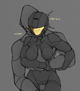 dialogue enjoying_rape female female_spartan_(halo) halo halo_(game) halo_(series) hand_on_chest monochrome sangheili sitting_on_lap spartan_(halo) spl4ts text