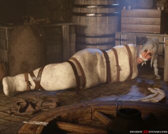 1girls 3d baldur's_gate_3 bondage female female_only gagged mummification rendereddefenseless shadowheart solo white_hair