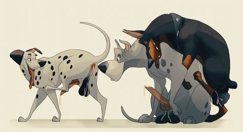 101_dalmatians aroused ass bodily_fluids canid canine canis cum cum_in_ass cum_inside dalmatian desoto_(disney) disney dobermann domestic_dog einstein_(oliver_and_company) erection feral genital_fluids great_dane group lumpygoose male male/male mammal mastiff molosser oliver_and_company pinscher pongo sex tongue tongue_out trio