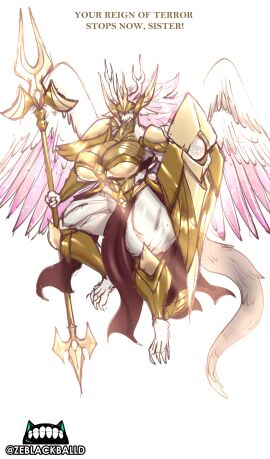 aged_down anthro anthro_only antlers armor ass big_ass big_breasts big_butt big_muscles big_thighs breasts chestplate cloth clothing dragon fat_ass female fur glowing glowing_hair glowing_wings golden_armor golden_skin helmet highres horns looking_at_viewer lore muscles muscular muscular_female muscular_thighs original ripped shield shoulder_plates spear tagme the_divine_(zeblackballd) thick_thighs white_fur wings ze_blackball.d zeblackballd_(artist)