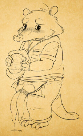 10s 1boy 2013 blush blush_lines commission diphallia diphallism fantastic_mr._fox kylie_sven_opossum male male_only monochrome multi_genitalia multi_penis non-human non-human_only op2 opossum penis solo tagme unusual_anatomy unusual_genitalia unusual_penis