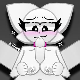 blush boobjob breasts cat cat_ears emoji emoji_cat feline female heart heart-shaped_pupils male paizuri penis pink_collar precum symbol-shaped_pupils titjob