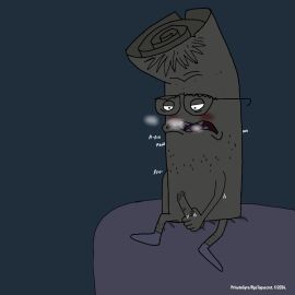 animate_inanimate blue_background blush bodily_fluids breath clothing eyewear eyewear_only footwear genital_fluids glasses hi_res male male_(lore) masturbation nickelodeon nude partially_naked_male precum precum_bubble privategyre rock_paper_scissors_(nickelodeon) rock_paper_scissors_(series) simple_background socks solo text white_clothing white_footwear white_socks white_text worst_paper_(rock_paper_scissors)