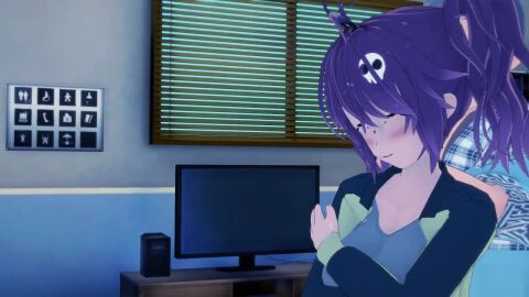 1girl2boys 3d isitaitho kissing koikatsu older_male purple_hair sleeping tagme video