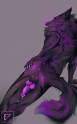 absurd_res anthro anus ass balls canid canine erection genitals hi_res knot male mammal mythological_canine mythological_creature mythology penis perineum presenting presenting_anus presenting_hindquarters purple_anus purple_knot purple_penis solo were werecanid werecanine werewolf zweikopfeinhorn