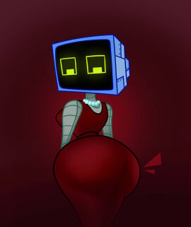 2d ass ass_visible_through_clothes background big_ass computer_monitor dress female humanoid karen_plankton looking_down marioishere7 necklace robot robot_girl robot_humanoid screen_face shaded spongebob_squarepants