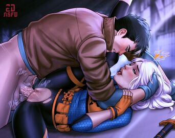 1boy 1girls 2dnsfw artist_name balls batman_(series) big_balls big_breasts big_penis black_gloves black_hair blue_eyes blush bodysuit breasts brown_jacket canon_couple clothed_sex couple dc dc_comics face-to-face female female_focus female_on_top female_penetrated gloves grey_bodysuit hand_in_hair heart highres jacket jason_todd legs_apart long_hair male male/female medium_breasts multicolored_hair muscular muscular_male open_mouth parted_lips passionate passionate_sex penis pussy ravager_(dc) red_hood_(dc) red_hood_and_the_outlaws ripped_bodysuit ripped_clothing romantic_couple romantic_sex rose_wilson sex shirt short_hair signature straight streaked_hair superhero_costume tongue two-tone_bodysuit two-tone_hair uncensored unmasked vaginal vaginal_penetration vaginal_sex veiny_penis white_hair