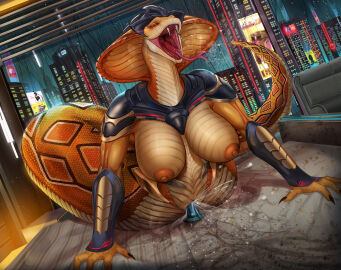 absurd_res anthro apode areola big_breasts breasts dildo dildo_in_pussy dildo_insertion draconcopode fangs female genitals hi_res inside legless naga newalein nipples open_mouth orange_areola orange_nipples penetration pussy red_eyes reptile scalie semi-anthro serpentine sex_toy sex_toy_in_pussy sex_toy_insertion sizzcodisk snake snake_hood solo tail teeth vaginal_penetration viper_(x-com) x-com