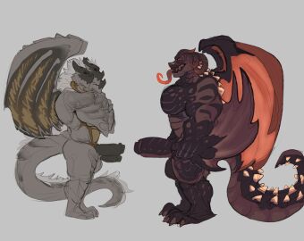 2_penises 3_heads anthro balls bayle_the_dread biceps big_penis boner claws crossed_arms digital_media_(artwork) diphallia diphallism dragon dragonlord_placidusax duo elden_ring erection fromsoftware gay genitals hair hi_res higgsfigs horn male male/male male_only membrane_(anatomy) membranous_wings multi_genitalia multi_head multi_penis muscular muscular_anthro muscular_male muscular_thighs nude pecs penis red_eyes scales scalie scar shadow_of_the_erdtree simple_background tail teeth thick_thighs tongue tongue_out triceps western_dragon wings yellow_eyes