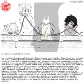 2d 5boys chains degradation eating faggot_camp femboy humiliation male malesub monochrome naked orjalaiva peeing slave spanish_text submissive_male text urine