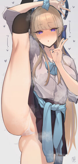 1girls blue_archive blush blushing_at_viewer female female_focus female_only kneehighs light-skinned_female light_skin long_hair looking_at_viewer nashida_bell panties solo solo_female solo_focus thick_thighs thighs toki_(blue_archive) underwear