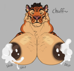1boy anthro big_breasts breastmilk breasts busty busty_male feline furry greyfuzzbutt gushing_milk lactating lactation male male_breasts male_lactation male_only male_tits male_with_breasts milk solo solo_male tiger