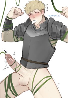 armor bottomless dungeon_meshi erection kawasami_ai laios_touden male male_only penis rope tendrils