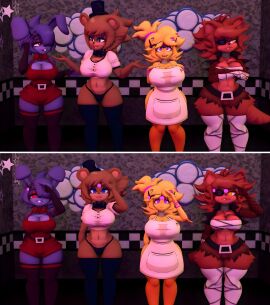 2024 3d 3d_model 4girls absurd_res angry_expression angry_face apron ass background bandaged_leg bandages bandages_around_breasts bear big_ass big_breasts big_butt bird blank_eyes blank_stare bonfie bonfie_(cryptia) bonfie_(cryptiacurves) bonnie_(cally3d) bonnie_(fnaf) bowtie brainwashed breasts brown_fur brown_hair brown_skin cally3d chica_(cally3d) chica_(fnaf) chicken chiku chiku_(cryptia) chiku_(cryptiacurves) closed_mouth clothing confused confused_expression confused_face confused_look corruption cryptiacurves curious digital_media_(artwork) drone expressionless_face eyepatch fazclaire's_nightclub female female_only fexa fexa_(cally3d) fexa_(cryptia) fexa_(cryptiacurves) five_nights_at_freddy's fox foxy_(cally3d) foxy_(fnaf) freddy_(fnaf) fredina's_nightclub fredina_(cally3d) frenni_(cryptia) frenni_fazclaire furry furry_female furry_only hat hi_res huge_ass huge_breasts hypnosis leggings looking_at_another looking_at_viewer looking_away looking_up mammal mind_control multiple_females multiple_girls overalls panties purple_fur purple_hair purple_skin rabbit red_body red_fur red_hair salute scottgames sfm shirt source_filmmaker thick_ass thick_hips thick_thighs vest wings yellow_body