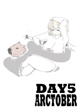 1girls arcueid_brunestud big_breasts blonde_hair breasts capybara curvy curvy_figure female huge_breasts jonyeld melty_blood nude nude_female plump relaxing sketch smile spa tagme thick_thighs top_heavy towel towel_on_head tsukihime type-moon