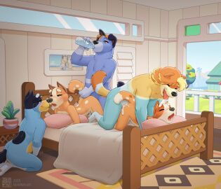 adam_wan anthro anthro_on_anthro anthro_penetrated anthro_penetrating anthro_penetrating_anthro ass australian_cattle_dog bandit_heeler bluey_(series) bodily_fluids bottle brandy_cattle brother brothers canid canine canis cattledog chilli_heeler container cuckold cum cum_in_pussy cum_inside doggy_style domestic_dog drinking female female_penetrated from_behind_position fur genital_fluids group group_sex herding_dog hi_res husband_and_wife kissing kneeling little_kid’s_show male male/female male_penetrating male_penetrating_female mammal married_couple nude nude_anthro nude_female nude_male orgy pastoral_dog penetration penile penile_penetration penis penis_in_pussy pussy radley_heeler saliva saliva_string sex sibling sister sisters smile stripe_heeler tail tail_grab tongue tongue_out vaginal_penetration water_bottle zaush