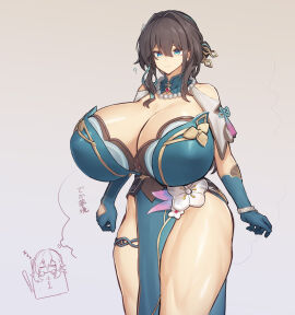 big_breasts breasts brown_hair cleavage clothing female female_only gigantic_breasts honkai:_star_rail huge_breasts light-skinned_female light_skin melon22 ruan_mei_(honkai:_star_rail) tagme thick_thighs voluptuous