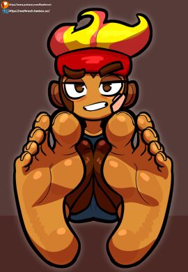 1girls 2021 2021s 2d 2d_(artwork) 2d_artwork alternate_version alternate_version_available background bandage bloons_td_6 bloons_tower_defense brown-eyed_female brown_background brown_body brown_eyes brown_fur btd6 clothed clothed_female clothing commission commission_art eyelashes feet feet_out feet_up female female_focus female_only foot_fetish foot_focus foot_out gwendolin gwendolin_(bloons_tower_defense) haplorhine headband headwear monkey monkey_girl ninja_kiwi primate reathroch red-haired_female red_hair simple_background thick_thighs tomboy yellow-haired_female yellow_background yellow_hair