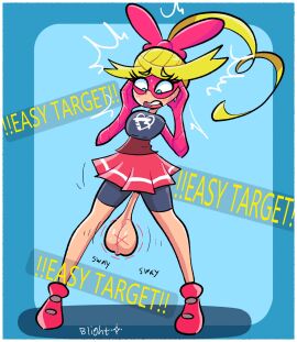 1futa arms_(game) ballbusting balls balls_out blightstar blonde_hair blush clothed dangling_balls dangling_testicles english_text eye_mask female futanari game_mechanics hands_on_face imminent_ballbusting intersex light_skin mask nintendo ponytail reticle ribbon_girl sagging_balls shocked shoes skirt standing swaying tagme target testicles wardrobe_malfunction