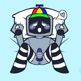 aged_up cute femboy incredibox_mod looking_at_viewer male mr._fun_computer_(sprunki) nervous robot sprunki