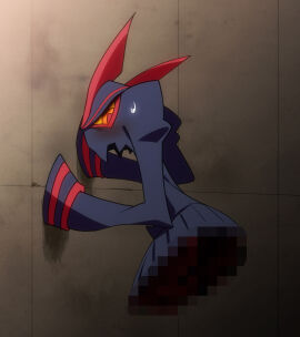 1boy against_wall animate_inanimate ass ass_focus bending_over blush censored embarrassed harusuke kamui_(kill_la_kill) kill_la_kill lol looking_back male male_focus male_only mosaic_censoring mosaic_censorship open_mouth pun senketsu solo solo_focus solo_male studio_trigger sweatdrop