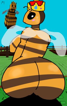 1girls 3d_background a-t aar0n2 anthro ass ass_focus bee big_ass breasts crown female grow_a_garden queen_bee queen_bee_(grow_a_garden) reference_image roblox roblox_background roblox_game self_upload sideboob tagme