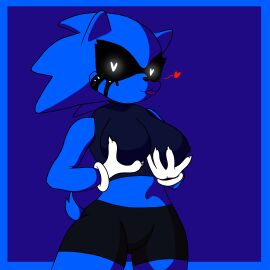 1girls big_breasts blue_body blue_fur breasts fanon fanon_horrors_unknown female friday_night_funkin friday_night_funkin_mod holding_breast solo sonic.exe_(series) sonic_(series) tongue tongue_out wearing_clothes white_eyes