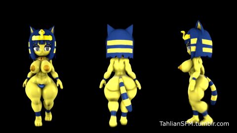 3d 3d_animation 3d_model animal_crossing animated ankha ankha_(animal_crossing) anthro big_breasts blue_hair blue_pubic_hair breasts crown doubutsu_no_mori female furry gif nairu_(doubutsu_no_mori) necklace nintendo pussy shortstack tahlian thick_thighs ugly unshaved_pussy voluptuous walk_cycle yellow_fur yellow_nipples