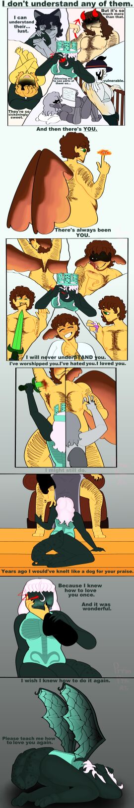 007n7_(forsaken) 1x1x1x1 1x1x1x1_(forsaken) angst black_body blush body_hair comic elliot_(forsaken) fat_male forsaken_(roblox) gasharpoon_john_doe green_body hunched_over implied_blowjob internal_monologue john_doe_(forsaken) kneeling male/ambiguous not_really_unrequited_love prrmaprmrse religious_themes roblox roblox_(character) roblox_game scorpion_tail shedletsky shedletsky_(forsaken) story tagme tail telamon two_time_(forsaken) unrequited_love white_hair wings wings_on_head