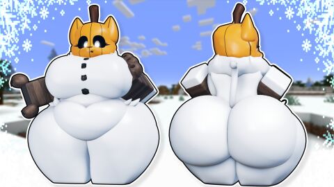 1girls 3d ass big_ass big_breasts big_butt breasts caffinatedbuns feline female female_only large_ass minecraft pumpkin_head roblox robloxian snow snow_golem tagme thick_ass thick_thighs white_body