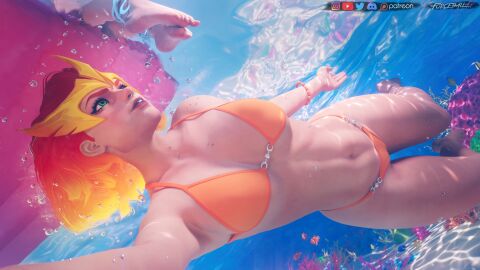 2girls 3d bikini feet female forceballfx jean_grey luna_snow luna_snow_(cool_summer) luna_snow_(marvel_rivals) marvel marvel_comics marvel_rivals netease_games phoenix phoenix_(chaos_phoenix) phoenix_(marvel_rivals) phoenix_(x-men) underwater