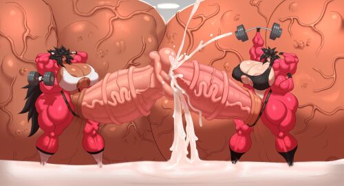 2futas alternate_version_available ass ass_bigger_than_head balls balls_bigger_than_body balls_bigger_than_breasts balls_bigger_than_head balls_bigger_than_torso breasts breasts_bigger_than_head cock_vore colossal_balls cum cumming docking futanari huge_cock hyper hyper_ass hyper_balls hyper_breasts hyper_muscles hyper_penis intersex massive_penis meat_wall_(body_type) muscles norodoggo penis penis_bigger_than_body penis_longer_than_knee tagme vore