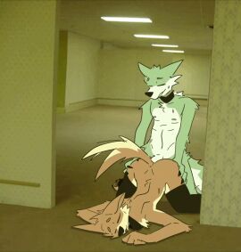 animated anthro backrooms backshot cahnacity canid canine canis doggy_style duo femboy from_behind_position girly male male/male male_only mammal sex the_backrooms wolf