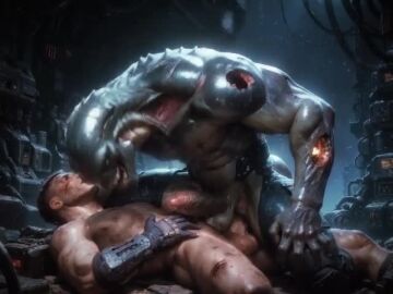 2boys 4:3 ai ai_assisted ai_generated alien alien/human alien_boy alien_humanoid anal anal_insertion anal_sex cowgirl_position dirty dominant dominated_male domination domination/submission futuristic gay gay_anal gay_domination gay_male gay_sex green_body green_penis green_skin lying_on_back male male/male male_only male_penetrated male_penetrating male_penetrating_male monster monster_boy monster_cock monster_rape raped_by_enemy raped_by_monster riding_penis science_fiction sex tagme teeth video wounded yaoi