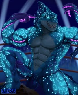 2025 abs anthro balls bara biceps blue_eyes crowd deltoids detailed_background duo erection flexing flexing_bicep flexing_both_biceps fluorescent fluorescent_eyes genitals glowing glowing_body glowing_eyes glowing_markings grin grinning_at_viewer group hi_res humanoid_genitalia humanoid_penis kaiju kaijurah knee_up looking_at_viewer male male_only markings masculine_male monster muscular muscular_arms muscular_legs muscular_thighs navel nude obliques paramount_pictures pecs penis public public_nudity rumble_(2021_film) smile stepping_on_another tentacle_arms tentacle_hands tentacular_(rumble) triceps wrestler wrestling yaoi