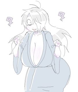 bags_under_eyes big_breasts breasts female female_only gegege_no_kitarou genderswap genderswap_(mtf) ghost_girl hair_over_one_eye hanging_breasts huge_breasts kimono kitarou_tanjou_gegege_no_nazo light-skinned_female light_skin long_hair looking_at_viewer medama_oyaji_(human) milf no_bra pale-skinned_female pale_skin rule_63 sagging_breasts smile solo white_body white_hair white_skin wide_hips youkai