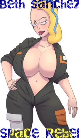 1girls 2d adult_swim beth_smith blonde_hair breasts child_bearing_hips cleavage colossal_breasts diklonius eyebrow_piercing female female_only giant_breasts huge_breasts jumpsuit looking_at_viewer mature_female milf nipples_visible_through_clothing piercing rick_and_morty round_breasts scar_across_eye shaved_side sketch solo space_beth thick_thighs wide_hips