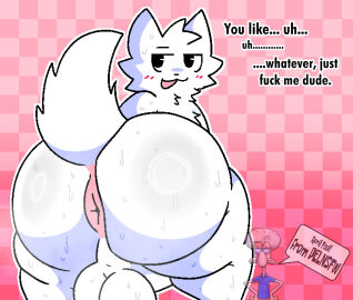 1boy anthro anus ass backsack balls ballsack big_ass boykisser dialogue femboy furry male male_focus male_only operario_juniors pelnsfw peludoburro silly_cat_(mauzymice) squidward_tentacles sweat sweatdrop sweating tagme text