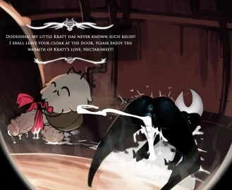 2025 2_horns after_sex after_vaginal antennae_(anatomy) anthro anus arthropod ass balls big_ass biped black_body bodily_fluids boxman bumpy_penis closed_eyes clothing cum cum_from_vagina cum_in_pussy cum_in_vagina cum_inside cum_on_ground dialogue dominant_male duo english_text excessive_cum excessive_genital_fluids exclamation_point exposed_anus exposed_pussy female fingers flea_(hollow_knight:_silksong) fucked_silly fur genital_fluids genitals glans heart_symbol hi_res holding_clothing holding_object hollow_knight hollow_knight:_silksong hollow_knight_(franchise) horn hornet_(hollow_knight) huge_balls huge_cock humanoid_genitalia humanoid_penis hung impregnation inside kratt_(hollow_knight) male male/female motion_lines nude overflow penis red_clothing team_cherry text text_box textured_penis thick_thighs vein veiny_balls veiny_penis vulva water