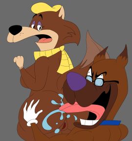 anthro ass beret big_ass big_breasts big_butt blastprocessing16 breasts brown_fur canid canine canis cartoony evil_smile eyebrows eyelashes female gloves great_dane hanna-barbera hbo_max hi_res jellystone_(hbo_max) loopy_(loopy_de_loop) loopy_de_loop mammal open_mouth original_character pussy rimming rule_63 scarf tail teeth vagina wolf yellow_scarf