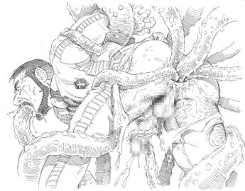 bara bdsm bondage censored gay gay_domination gay_male gengoroh_tagame humiliation male male_only original original_character slave submissive tentacle yaoi